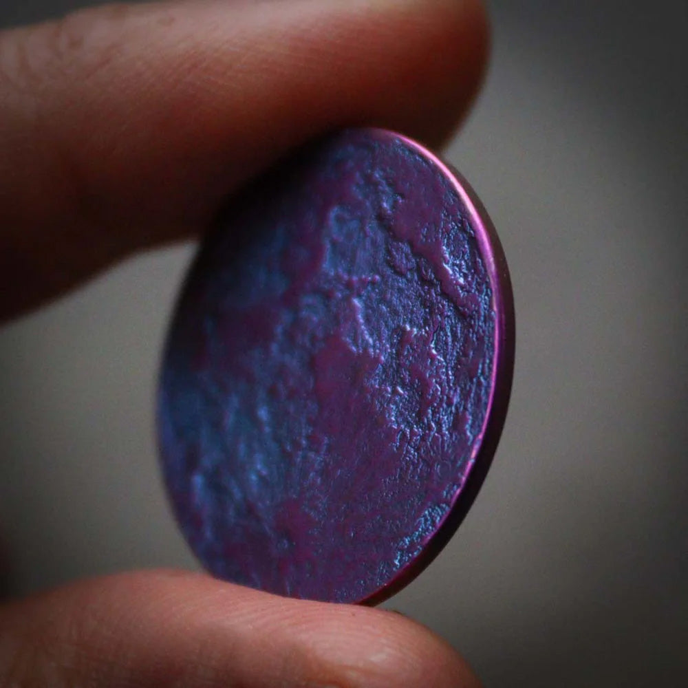 Anodized Niobium Moon Coin - 1 Inch