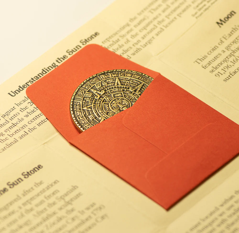 Aztec Sun and Moon Brass Coin