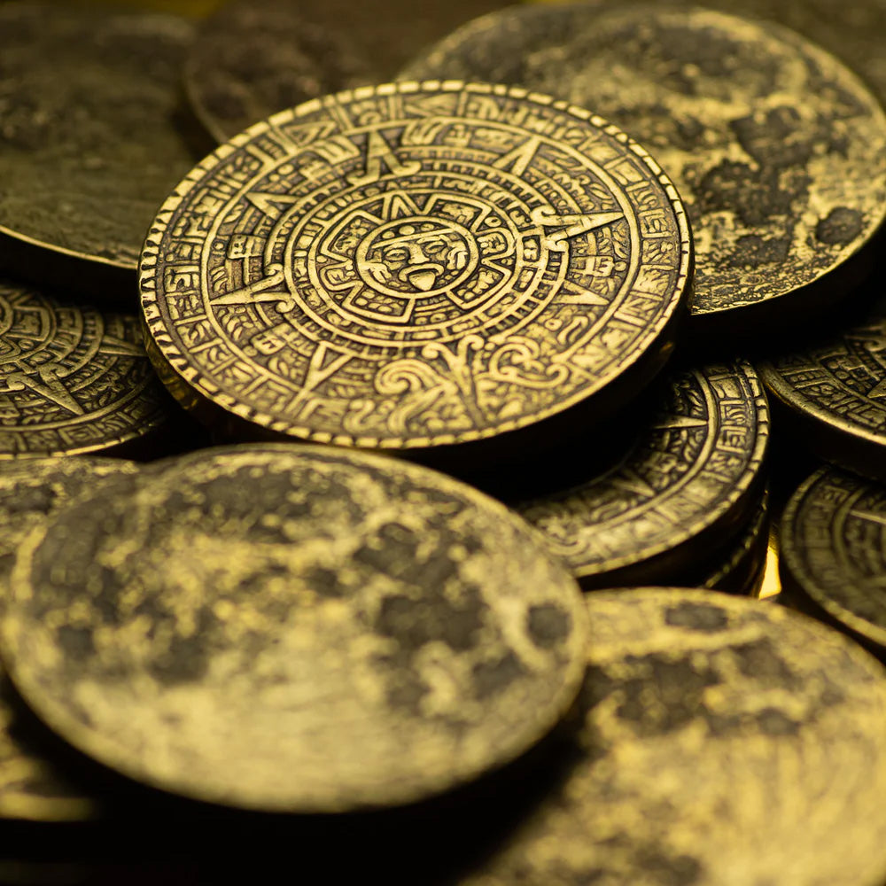 Aztec Sun and Moon Brass Coin