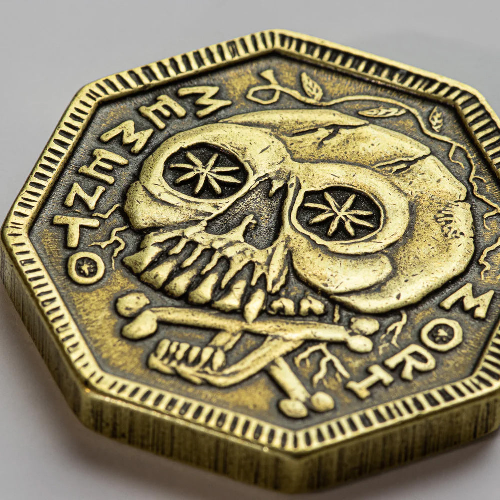 Brass Memento Mori / Memento Vivere Reminder Coin
