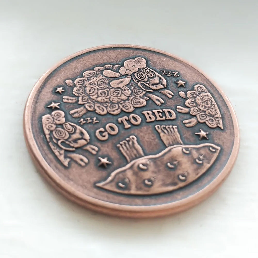 Copper One More Episode / Go to Bed Decision Maker Coin