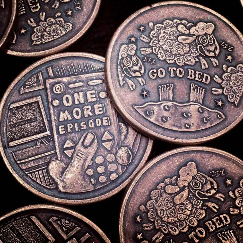 Copper One More Episode / Go to Bed Decision Maker Coin