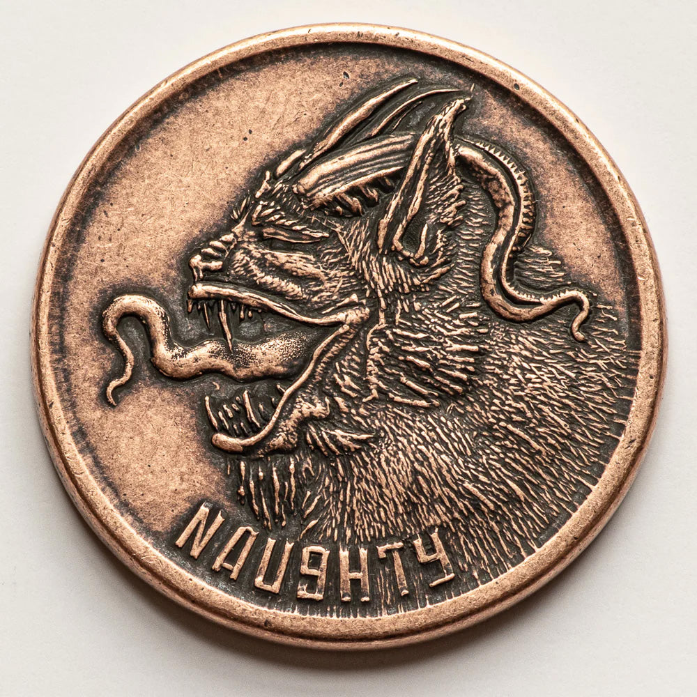 Copper Naughty / Nice Decision Maker Coin