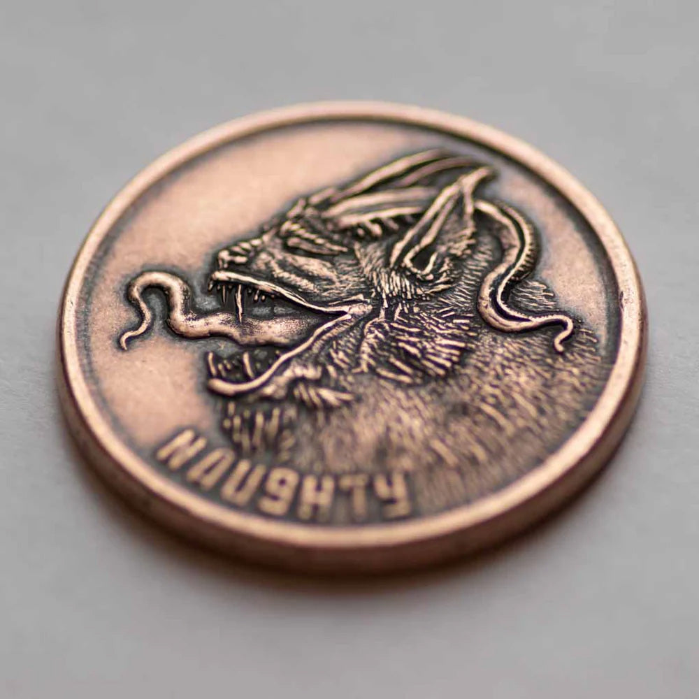 Copper Naughty / Nice Decision Maker Coin