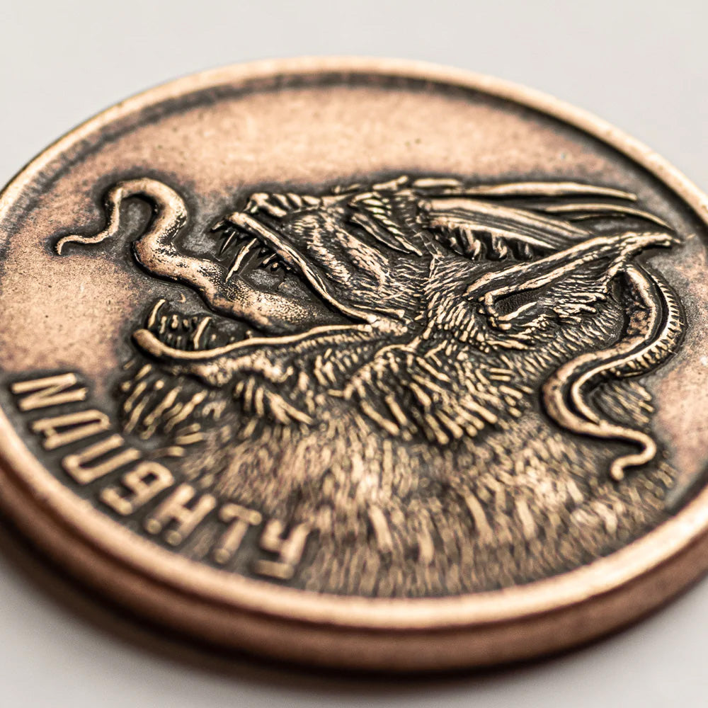Copper Naughty / Nice Decision Maker Coin