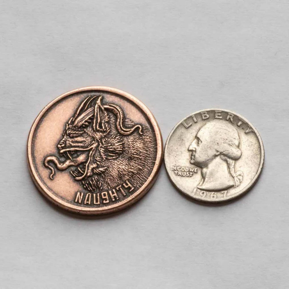 Copper Naughty / Nice Decision Maker Coin