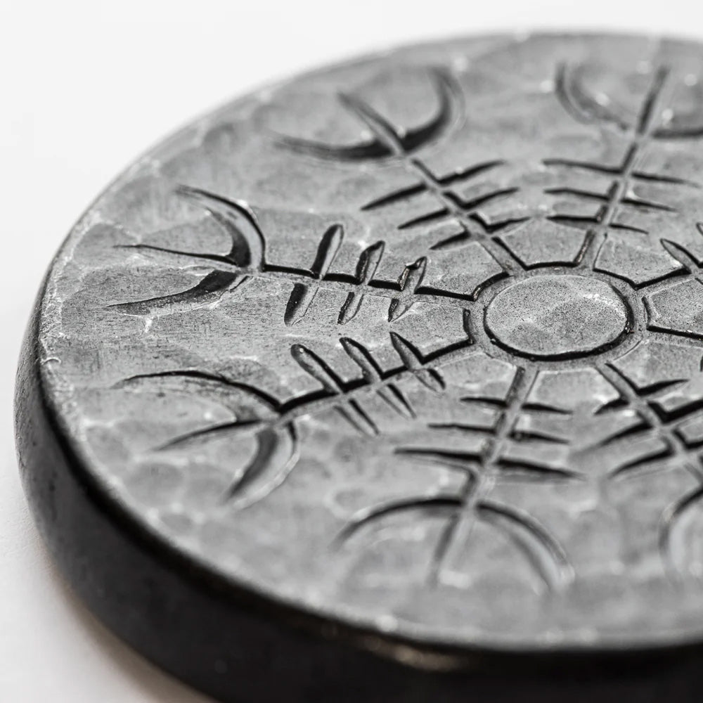 Norse Dual Stave in Iron - Vegvisir and Helm of Awe