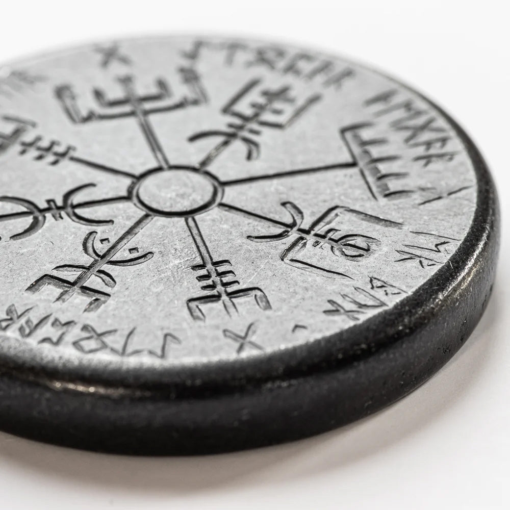 Norse Dual Stave in Iron - Vegvisir and Helm of Awe