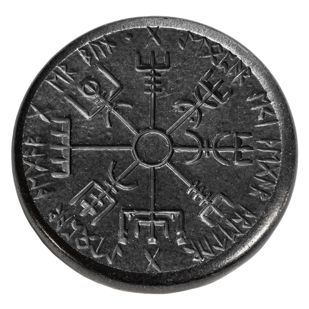 Norse Dual Stave in Iron - Vegvisir and Helm of Awe