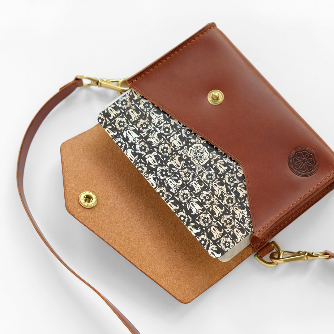 Tarot Size Leather Wallet with Strap