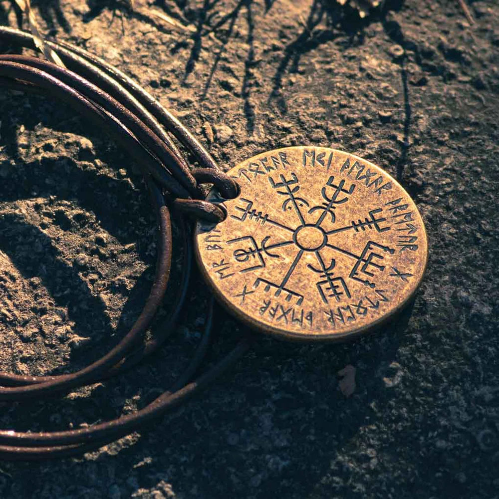 Vegvisir Norse Compass - Bronze Coin Necklace