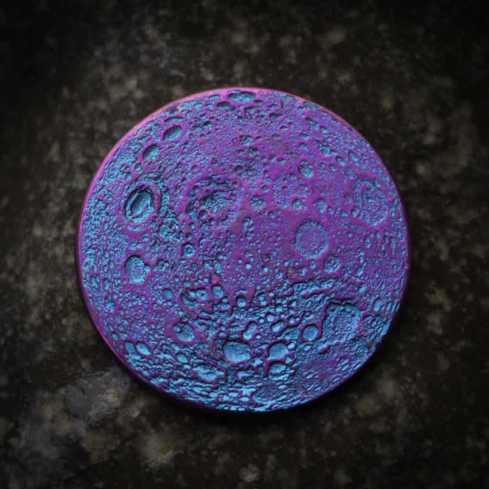 Anodized Niobium Moon Coin - 1 Inch