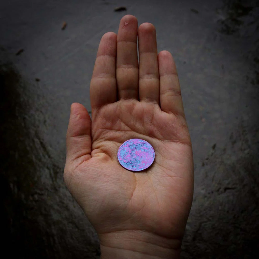 Anodized Niobium Moon Coin - 1 Inch