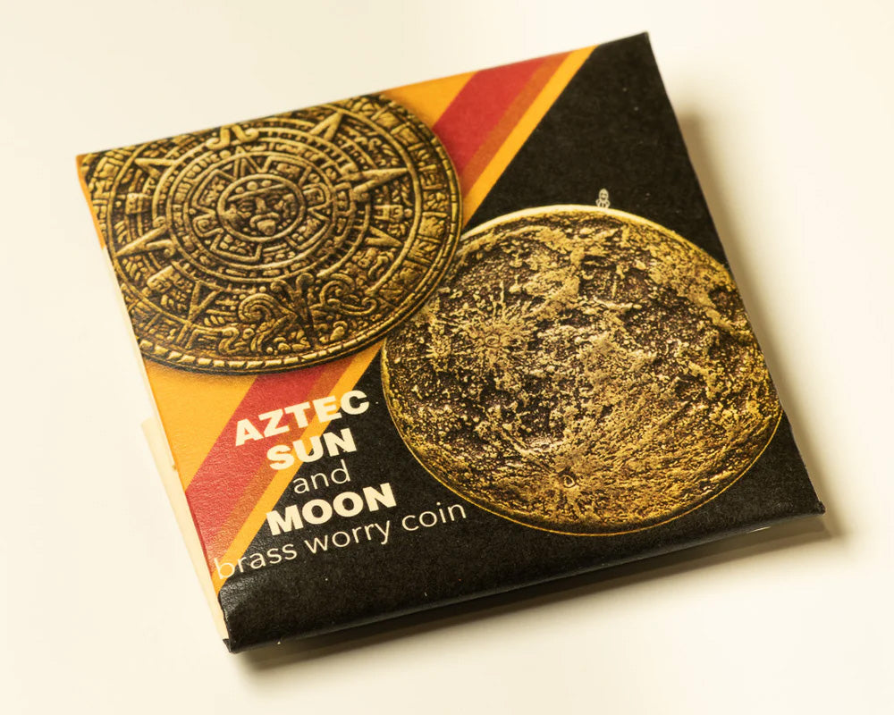 Aztec Sun and Moon Brass Coin