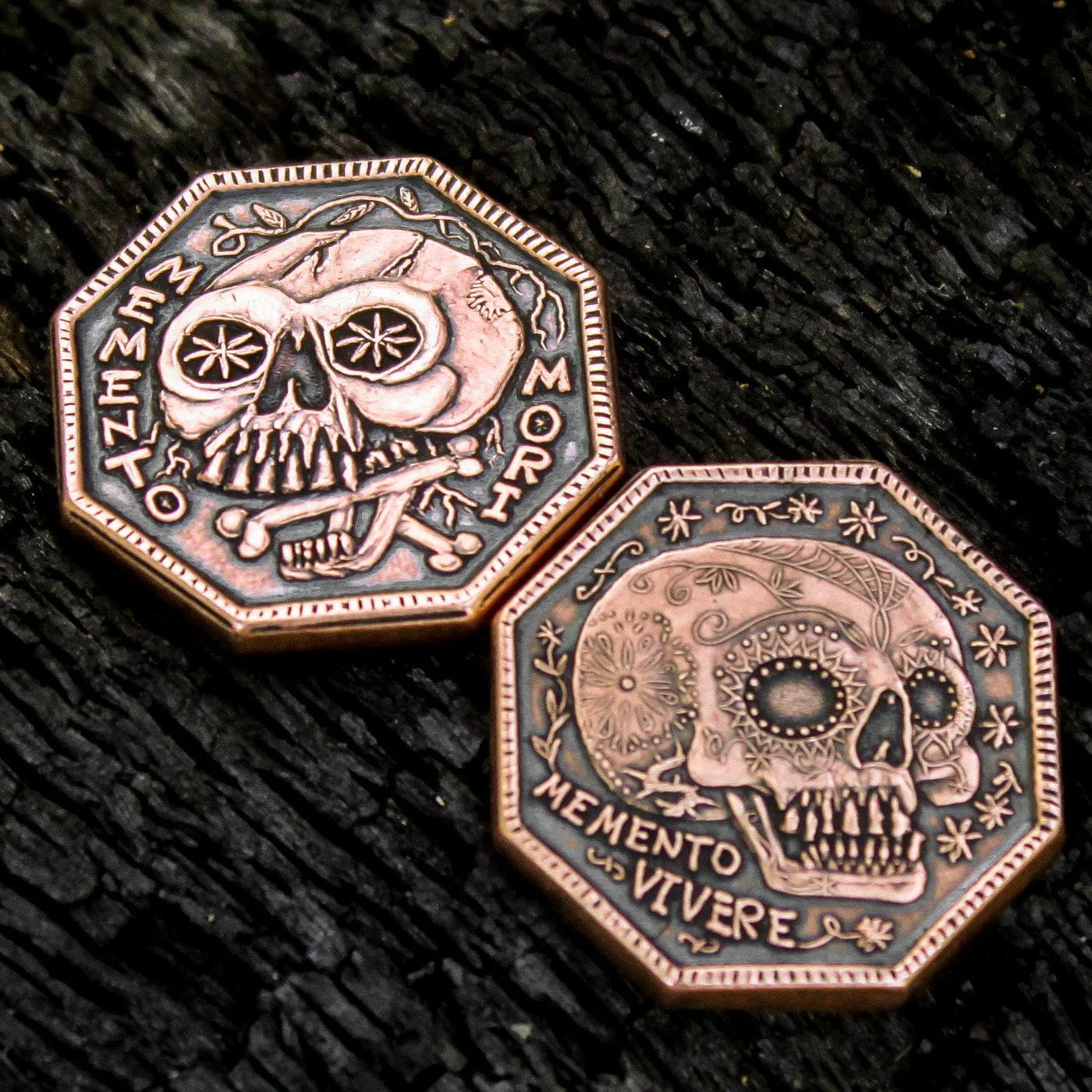 Copper Memento Mori / Memento Vivere Reminder Coin