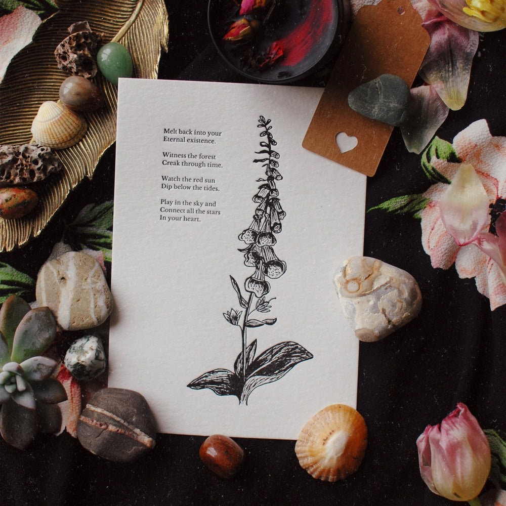 Foxglove Botanical Letterpress Print