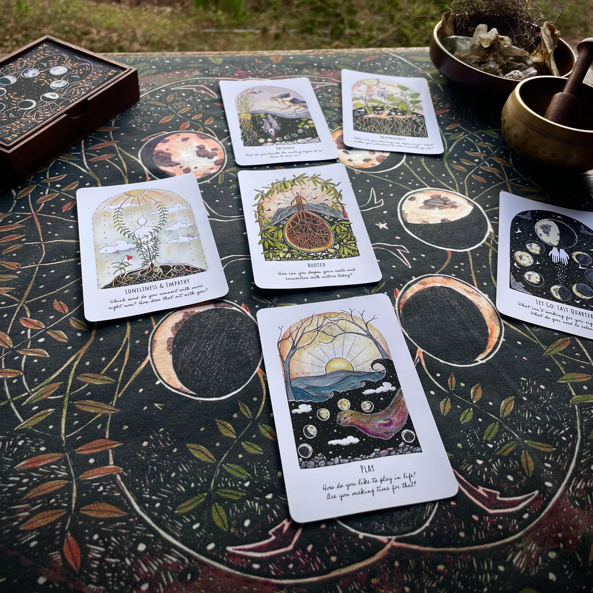Phases and Forests Moon Cycle Tarot Cloth